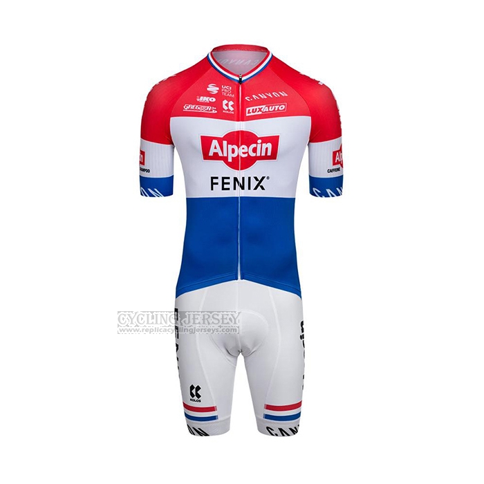 2022 Cycling Jersey Alpecin Fenix Red White Blue Short Sleeve and Bib Short